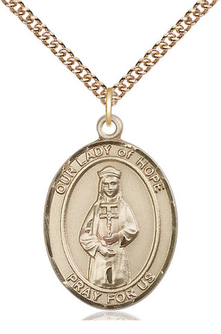 14kt Gold Our Lady of Hope Medal Engraved Catholic Saint Jewelry