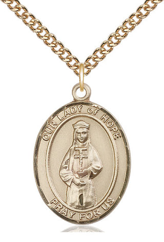 14kt Gold Our Lady of Hope Medal Engraved Catholic Saint Jewelry