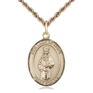 14kt Gold Our Lady of Hope Medal Engraved Catholic Saint Jewelry