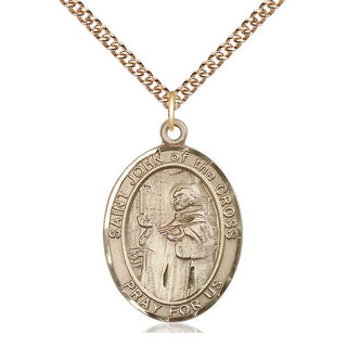 14kt Gold Saint John of the Cross Medal Engraved Catholic Saint Jewelry