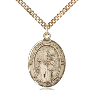 14kt Gold Saint John of the Cross Medal Engraved Catholic Saint Jewelry