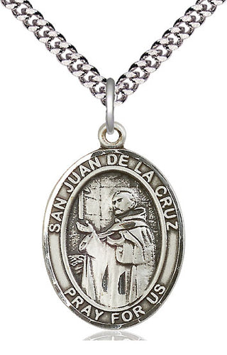 Sterling Silver San Juan de la Cruz Medal Catholic Jewelry Engraved Catholic Saint Jewelry