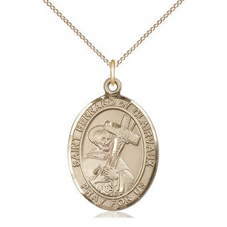 14kt Gold Filled Saint Bernard of Clairvaux Medal Catholic Jewelry Engraved Catholic Saint Jewelry