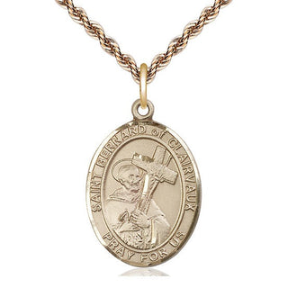 14kt Gold Filled Saint Bernard of Clairvaux Medal Catholic Jewelry Engraved Catholic Saint Jewelry