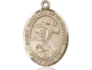 14kt Gold Saint Bernard of Clairvaux Medal Engraved Catholic Saint Jewelry