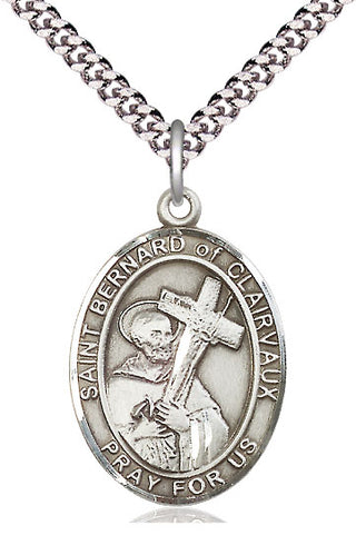 Pewter Saint Bernard of Clairvaux Medal Catholic Jewelry Engraved Catholic Saint Jewelry