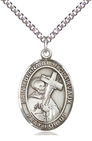 Sterling Silver Saint Bernard of Clairvaux Medal Catholic Jewelry Engraved Catholic Saint Jewelry