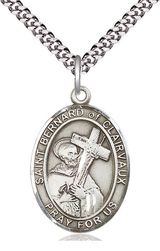 Sterling Silver Saint Bernard of Clairvaux Medal Catholic Jewelry Engraved Catholic Saint Jewelry