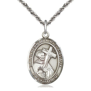 Sterling Silver Saint Bernard of Clairvaux Medal Catholic Jewelry Engraved Catholic Saint Jewelry