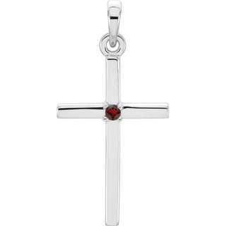 Platinum Natural Mozambique Garnet Cross Pendant