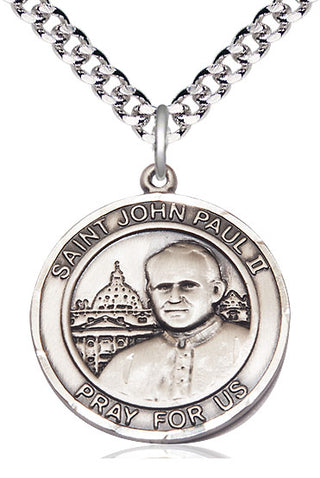 Sterling Silver Saint John Paul II Medal Catholic Jewelry