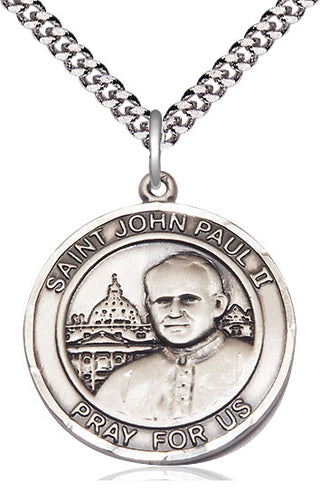 Sterling Silver Saint John Paul II Medal Catholic Jewelry