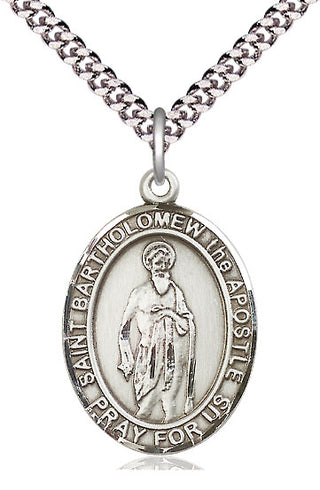 Pewter Saint Bartholomew the Apostle Medal Catholic Jewelry Engraved Catholic Saint Jewelry