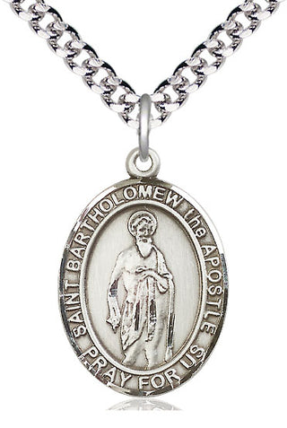 Sterling Silver Saint Bartholomew the Apostle Medal Catholic Jewelry Engraved Catholic Saint Jewelry