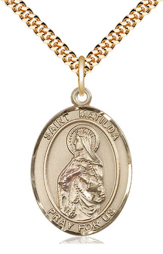 14kt Gold Filled Saint Matilda Medal Catholic Jewelry Engraved Catholic Saint Jewelry