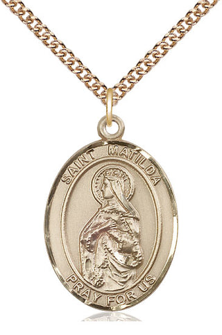 14kt Gold Filled Saint Matilda Medal Catholic Jewelry Engraved Catholic Saint Jewelry