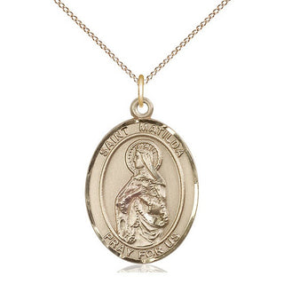 14kt Gold Saint Matilda Medal Engraved Catholic Saint Jewelry