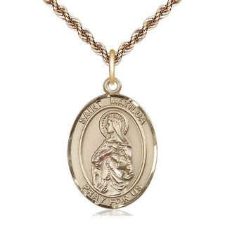 14kt Gold Saint Matilda Medal Engraved Catholic Saint Jewelry