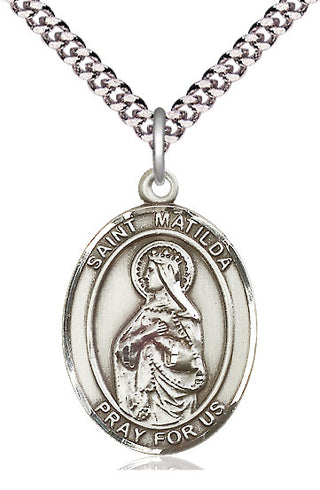 Pewter Saint Matilda Medal Catholic Jewelry Engraved Catholic Saint Jewelry