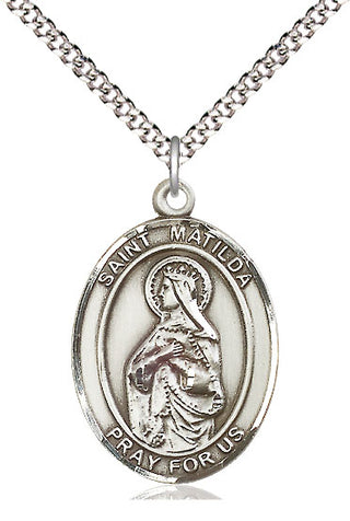 Pewter Saint Matilda Medal Catholic Jewelry Engraved Catholic Saint Jewelry