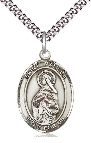 Pewter Saint Matilda Medal Catholic Jewelry Engraved Catholic Saint Jewelry