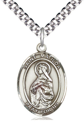 Sterling Silver Saint Matilda Medal Catholic Jewelry Engraved Catholic Saint Jewelry