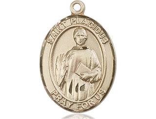 14kt Gold Filled Saint Placidus Medal Engraved Catholic Saint Jewelry