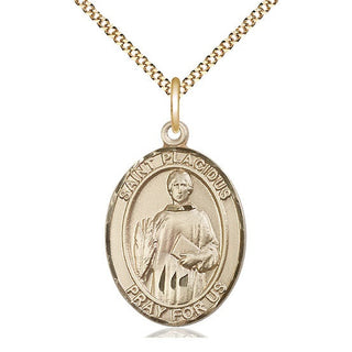14kt Gold Filled Saint Placidus Medal Catholic Jewelry Engraved Catholic Saint Jewelry