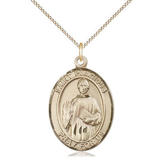 14kt Gold Filled Saint Placidus Medal Catholic Jewelry Engraved Catholic Saint Jewelry