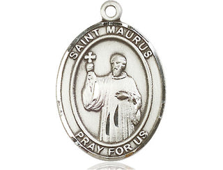 Pewter Saint Maurus Medal Engraved Catholic Saint Jewelry
