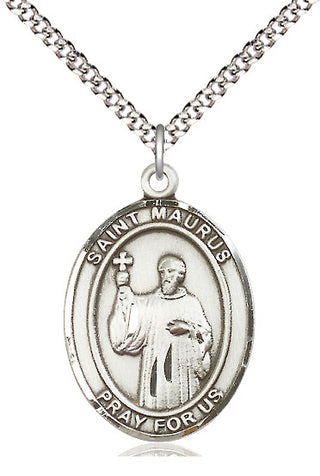 Pewter Saint Maurus Medal Catholic Jewelry Engraved Catholic Saint Jewelry
