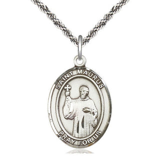 Sterling Silver Saint Maurus Medal Catholic Jewelry Engraved Catholic Saint Jewelry