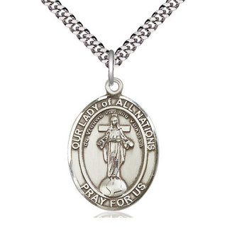 Sterling Silver Our Lady of All Nations Medal Catholic Jewelry Engraved Catholic Saint Jewelry