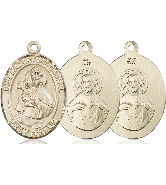 14kt Gold Our Lady of Mount Carmel Medal Large Catholic Jewelry ...