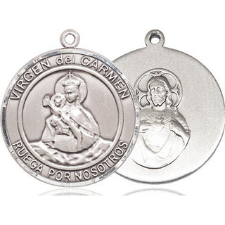 Sterling Silver Virgen del Carmen Medal Catholic Jewelry