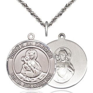 Sterling Silver Virgen del Carmen Medal Catholic Jewelry