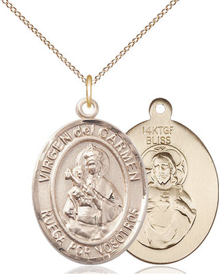 14kt Gold Filled Virgen del Carmen Medal Catholic Jewelry
