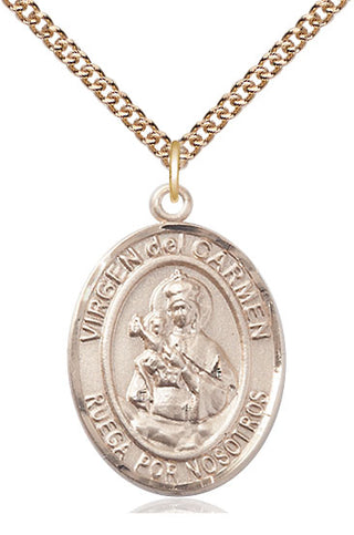 14kt Gold Filled Virgen del Carmen Medal Catholic Jewelry