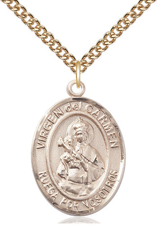 14kt Gold Filled Virgen del Carmen Medal Catholic Jewelry
