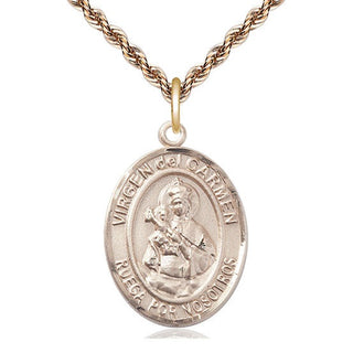 14kt Gold Filled Virgen del Carmen Medal Catholic Jewelry