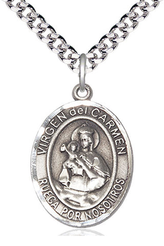 Pewter Virgen del Carmen Medal Catholic Jewelry