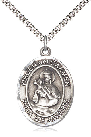 Pewter Virgen del Carmen Medal Catholic Jewelry