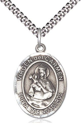 Pewter Virgen del Carmen Medal Catholic Jewelry