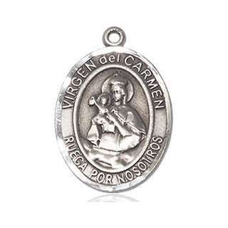 Sterling Silver Virgen del Carmen Medal Catholic Jewelry