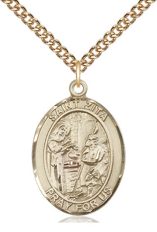14kt Gold Filled Saint Zita Medal Catholic Jewelry Engraved Catholic Saint Jewelry