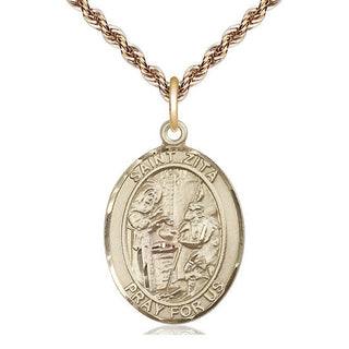 14kt Gold Saint Zita Medal Engraved Catholic Saint Jewelry