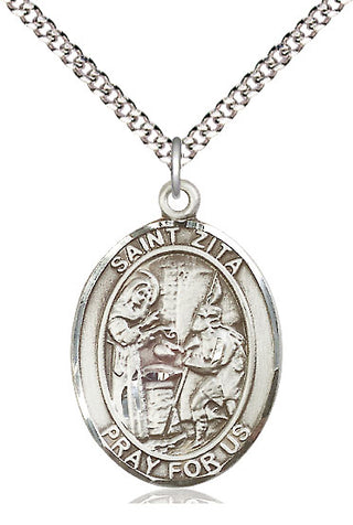 Pewter Saint Zita Medal Catholic Jewelry Engraved Catholic Saint Jewelry