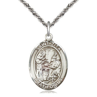 Sterling Silver Saint Zita Medal Catholic Jewelry Engraved Catholic Saint Jewelry