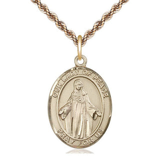 14kt Gold Filled Our Lady of Peace Medal Catholic Jewelry Engraved Catholic Saint Jewelry