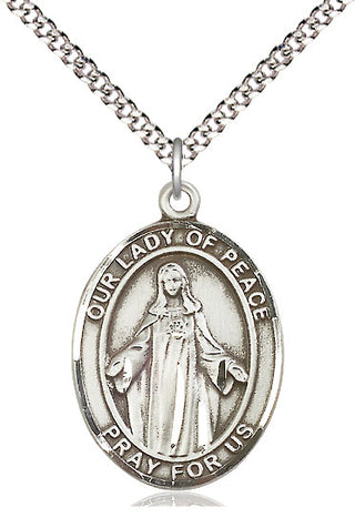 Pewter Our Lady of Peace Medal Catholic Jewelry Engraved Catholic Saint Jewelry